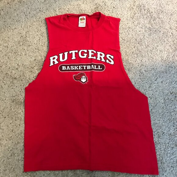 Rutgers Scarlet Knights Basketball Cut Off Tank Top - Picture 1 of 2